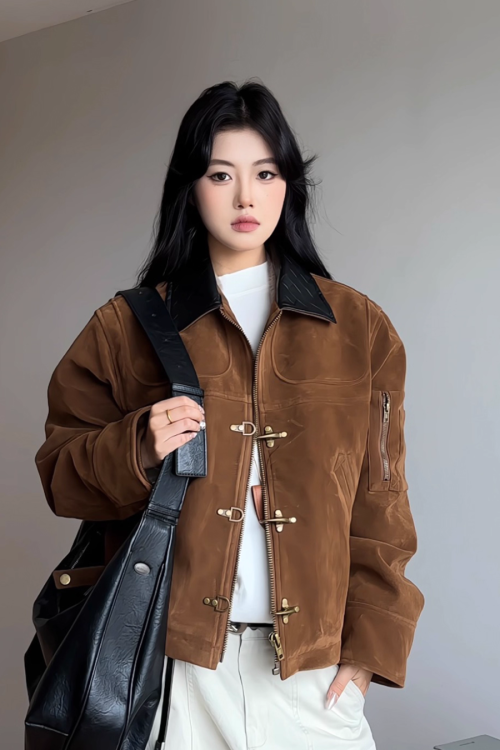 Vintage Buckle Leather Jacket