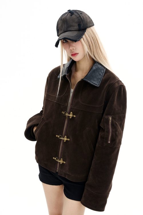 Vintage Buckle Leather Jacket