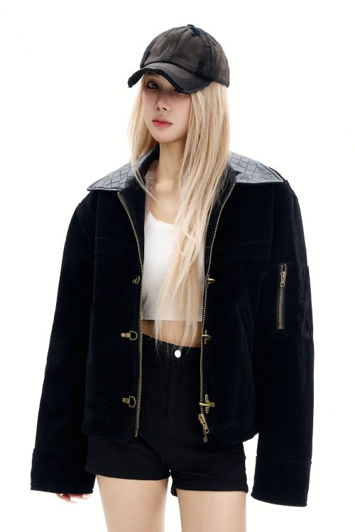 Vintage Buckle Leather Jacket