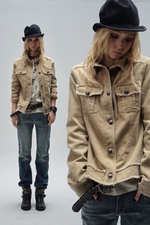 Vintage Corduroy Metal Buckle Jacket