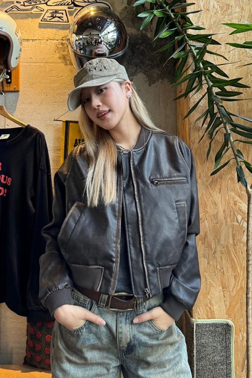 Vintage Cropped Leather Jacket