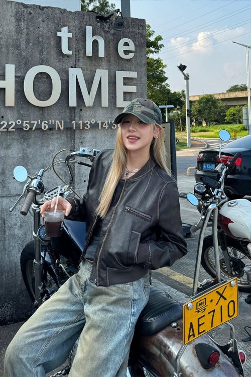 Vintage Cropped Leather Jacket