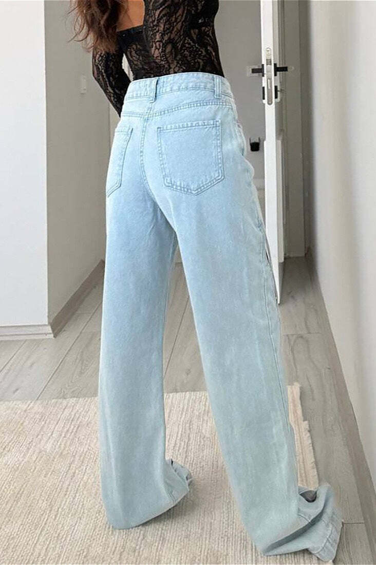 Vintage Distressed Cutout Straight Jeans Vintage Distressed Cutout Straight Jeans