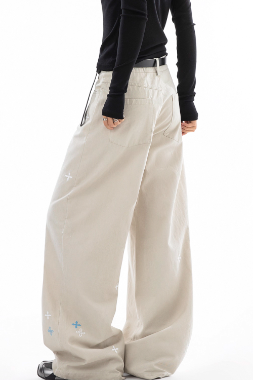 Vintage Embroidered Casual Pants