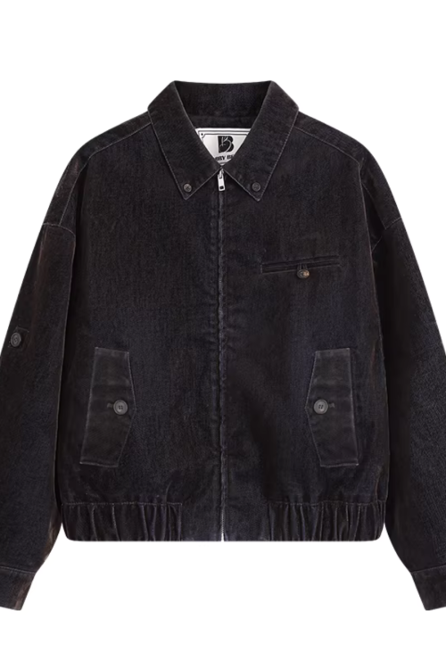 Vintage Flocked Denim Jacket / Vest / Bermuda Shorts / Tie