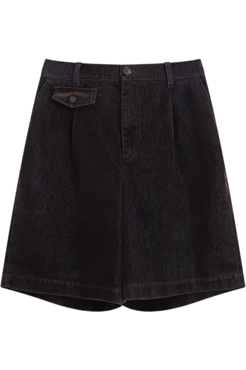 Vintage Flocked Denim Jacket / Vest / Bermuda Shorts / Tie