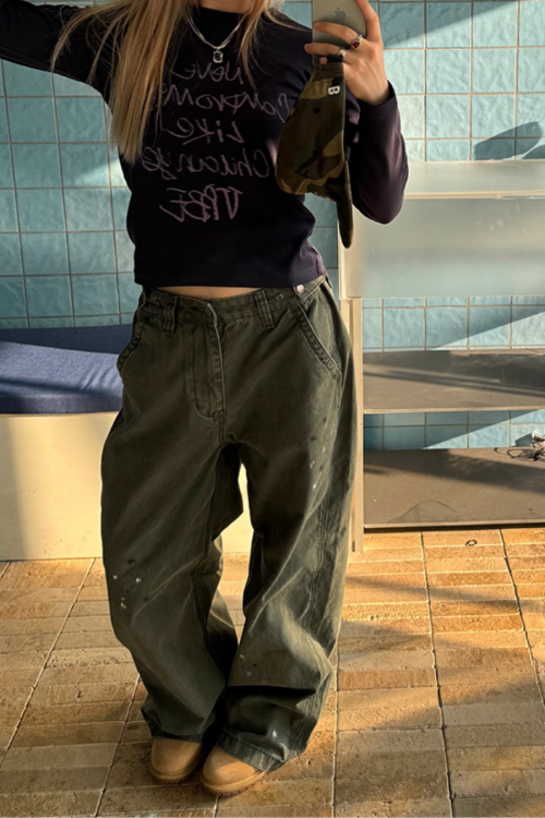 Vintage Ink Splash Cargo Pants