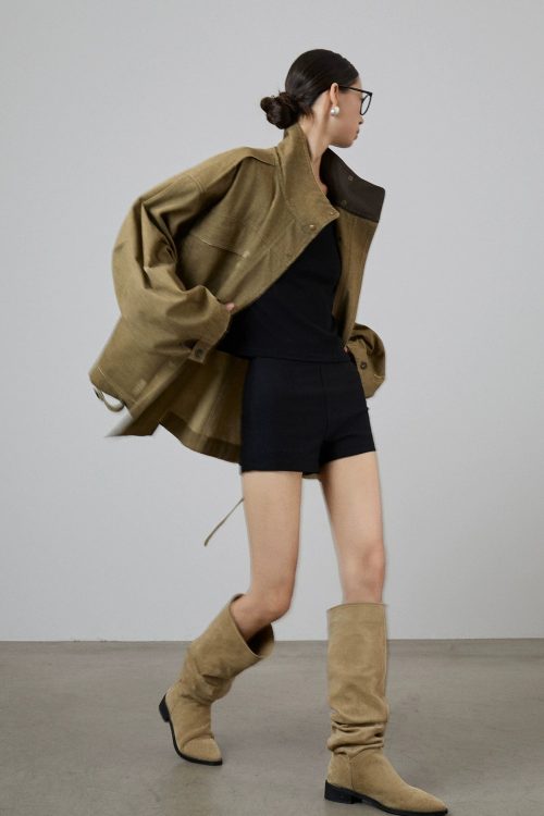 Vintage Leather Collar Jacket