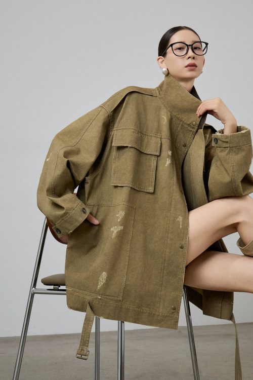 Vintage Leather Collar Jacket