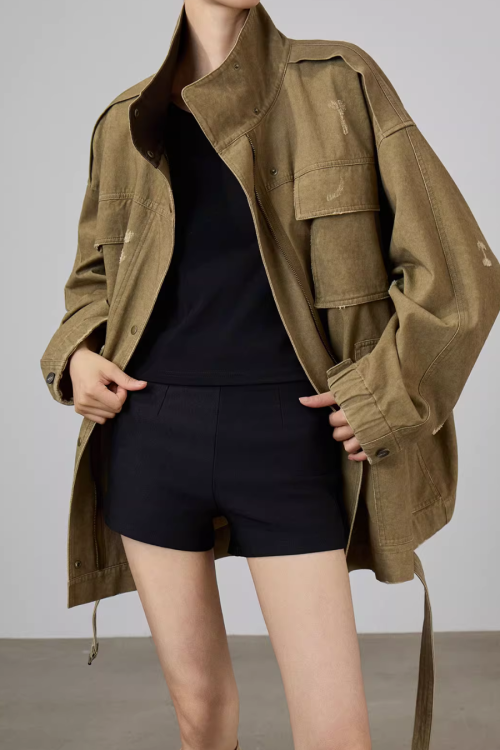 Vintage Leather Collar Jacket