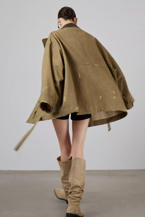 Vintage Leather Collar Jacket