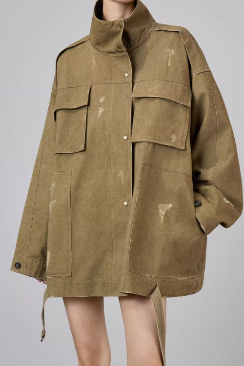 Vintage Leather Collar Jacket