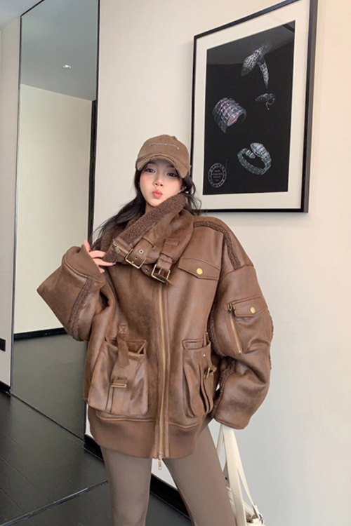 Vintage Leather Faux Fur Jacket