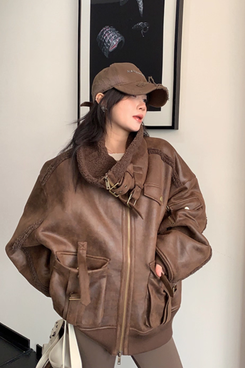 Vintage Leather Faux Fur Jacket