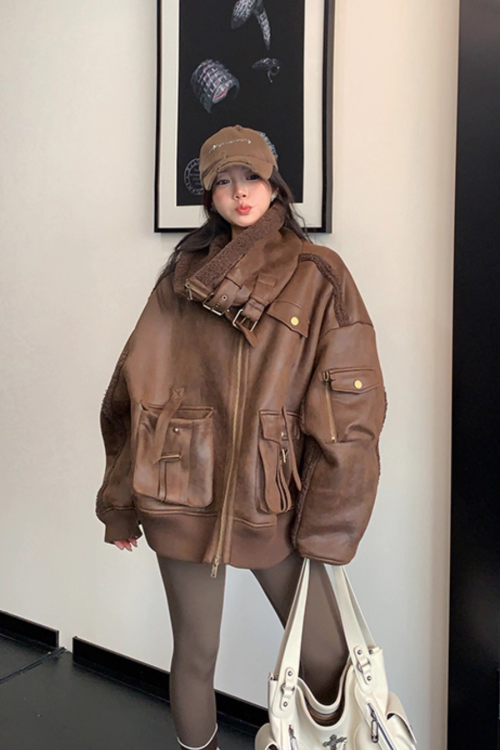 Vintage Leather Faux Fur Jacket