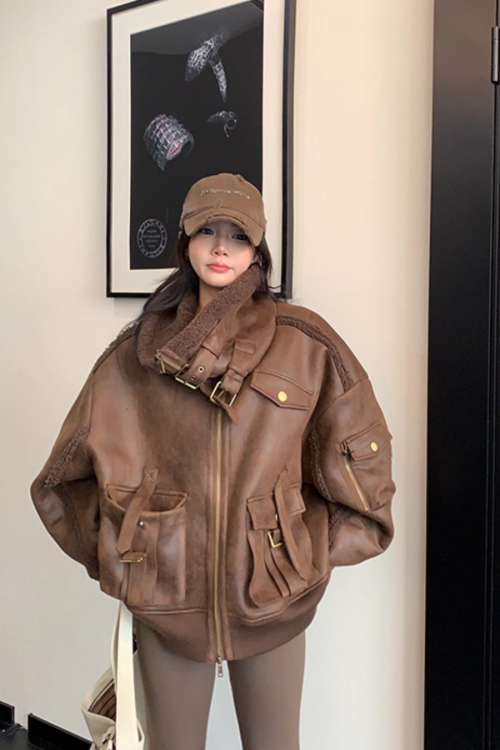 Vintage Leather Faux Fur Jacket