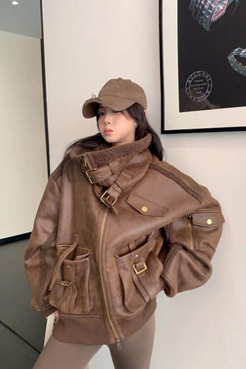 Vintage Leather Faux Fur Jacket