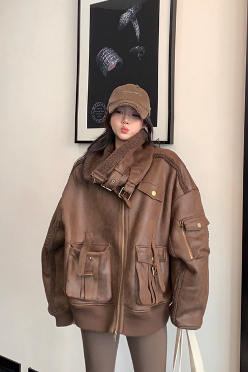 Vintage Leather Faux Fur Jacket