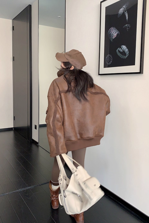 Vintage Leather Faux Fur Jacket