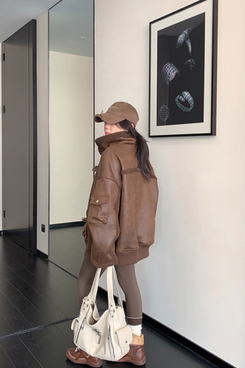 Vintage Leather Faux Fur Jacket