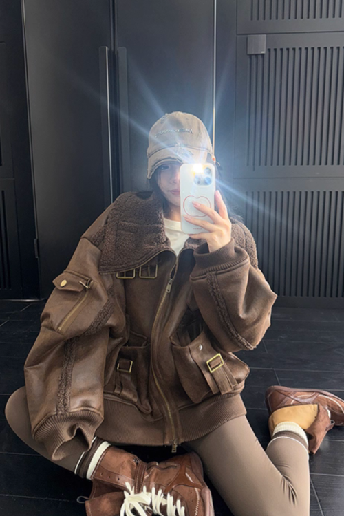 Vintage Leather Faux Fur Jacket