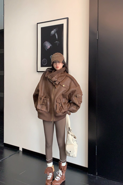 Vintage Leather Faux Fur Jacket