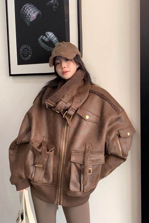 Vintage Leather Faux Fur Jacket