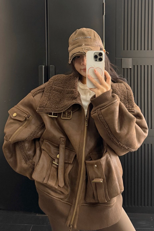 Vintage Leather Faux Fur Jacket