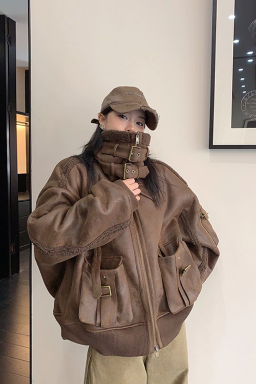 Vintage Leather Faux Fur Jacket