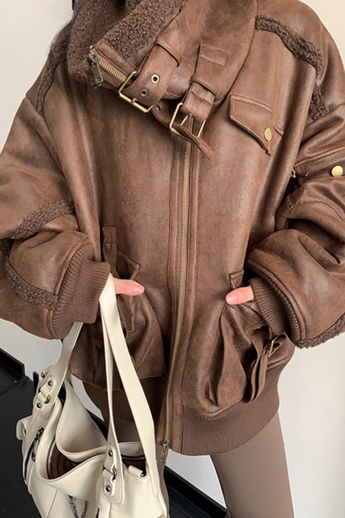 Vintage Leather Faux Fur Jacket