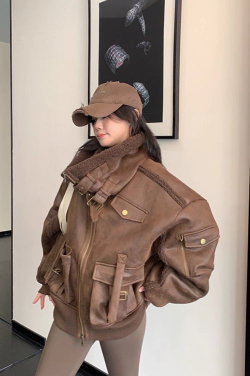 Vintage Leather Faux Fur Jacket