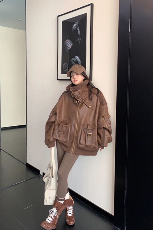 Vintage Leather Faux Fur Jacket