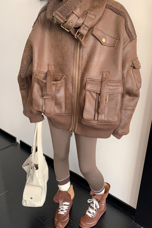 Vintage Leather Faux Fur Jacket