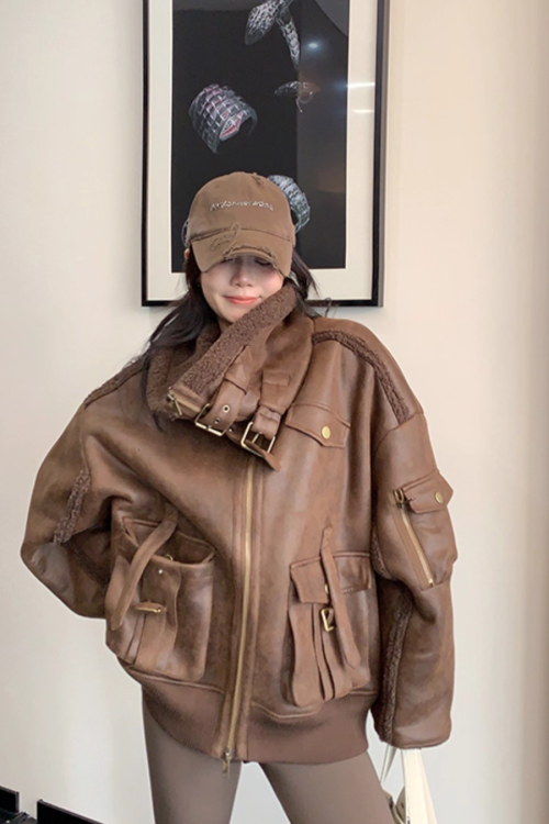 Vintage Leather Faux Fur Jacket