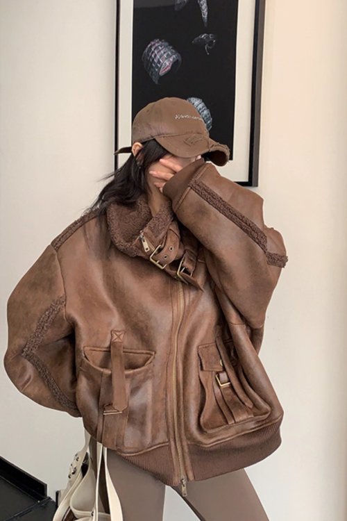 Vintage Leather Faux Fur Jacket