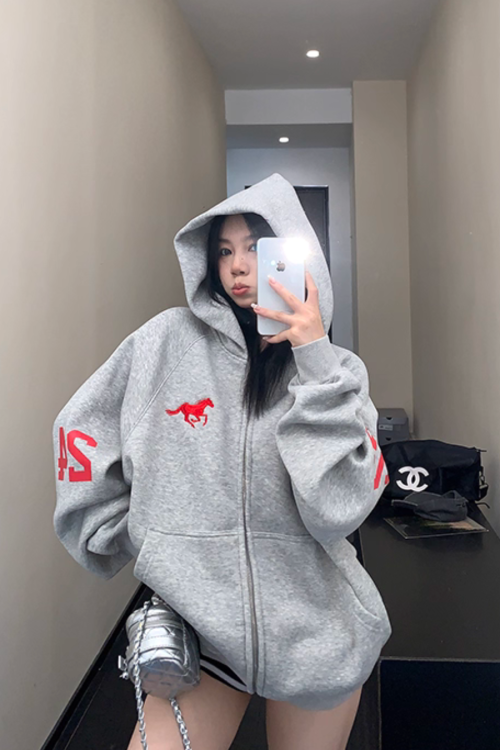 Vintage Loose Zip Hoodie