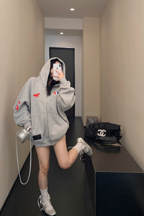 Vintage Loose Zip Hoodie