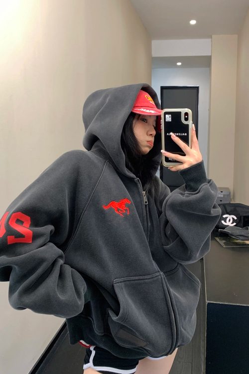 Vintage Loose Zip Hoodie