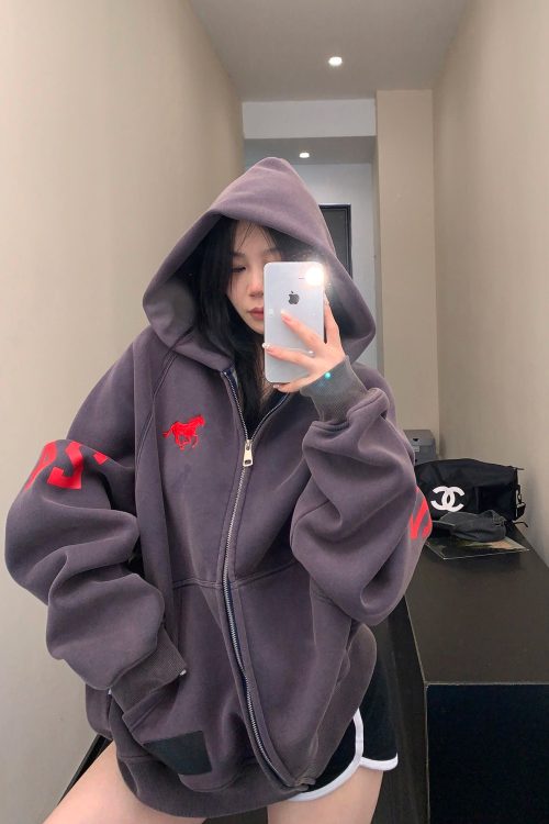 Vintage Loose Zip Hoodie