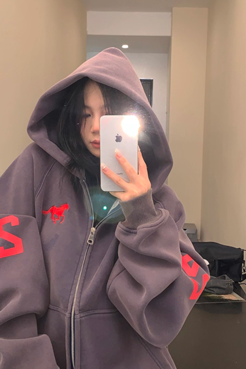 Vintage Loose Zip Hoodie