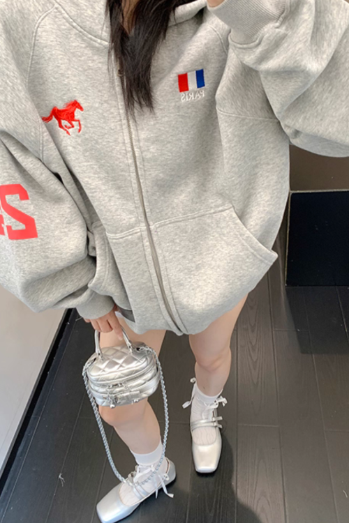 Vintage Loose Zip Hoodie