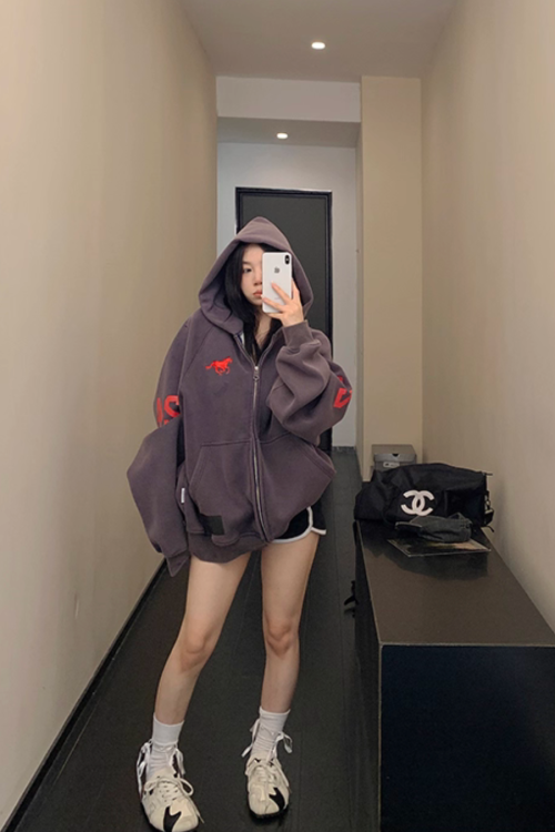 Vintage Loose Zip Hoodie