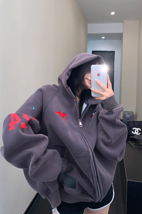 Vintage Loose Zip Hoodie