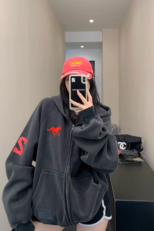 Vintage Loose Zip Hoodie