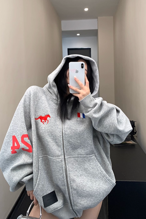 Vintage Loose Zip Hoodie