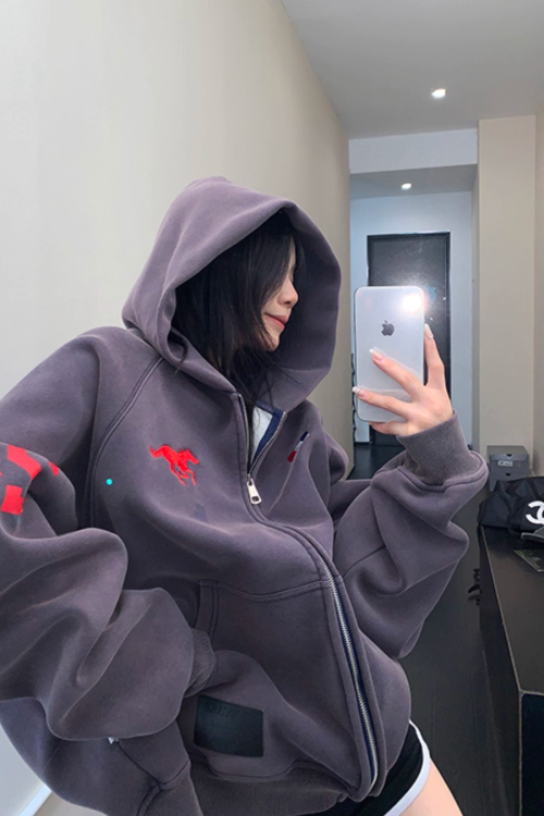 Vintage Loose Zip Hoodie