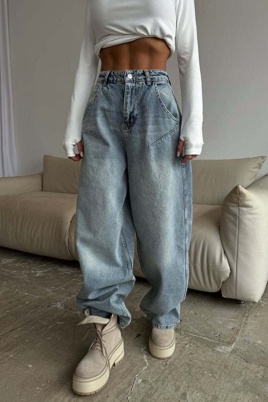 Vintage Low Rise Washed Jeans
