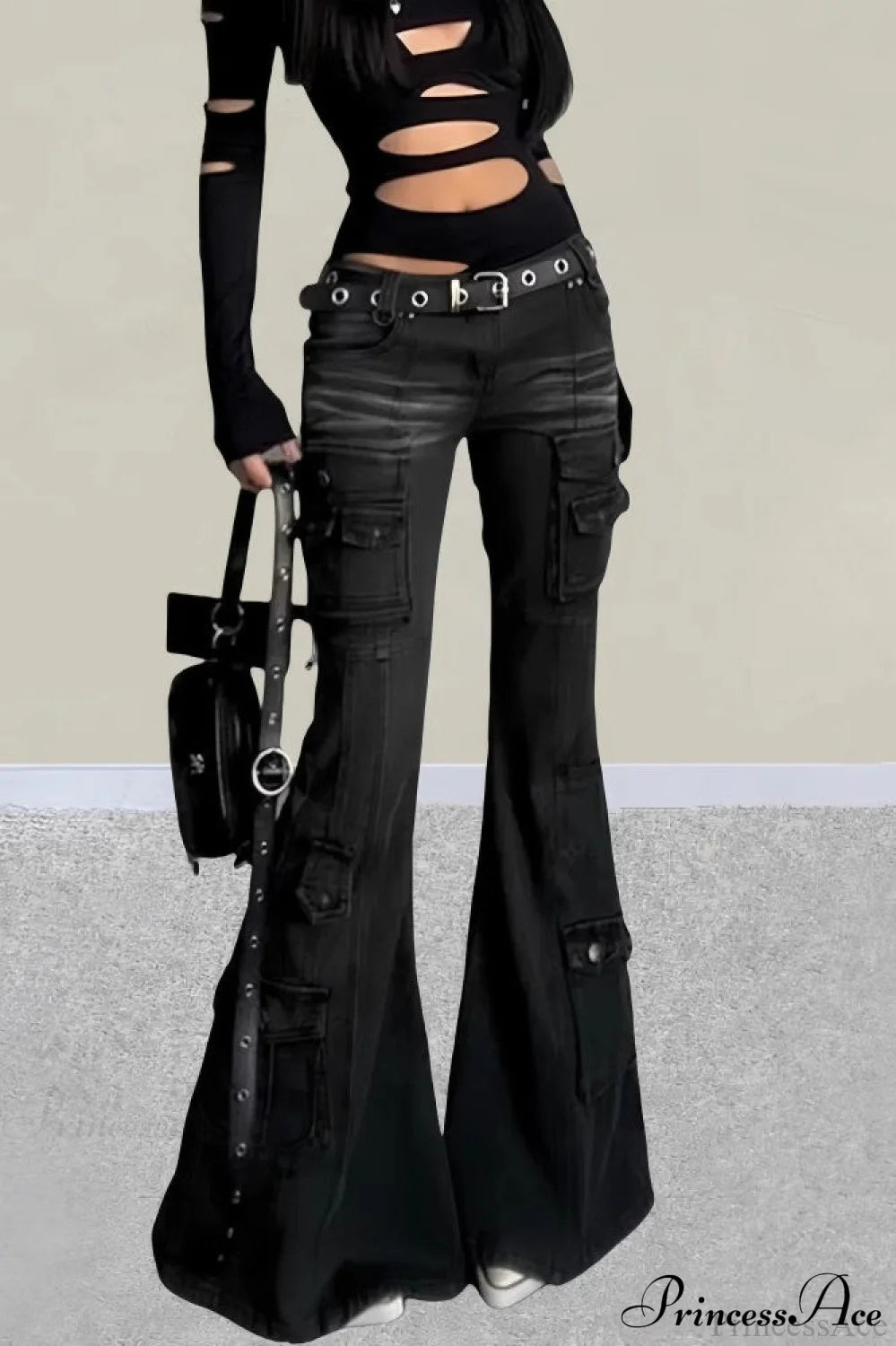 Vintage Multi-pocket Y2K Slim Flare Jeans