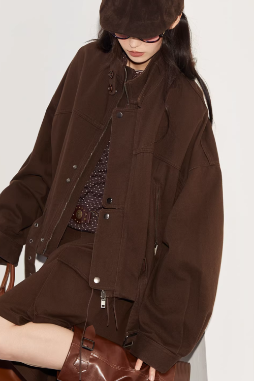 Vintage Oversized Biker Jacket / Cargo Pants / Half Skirt