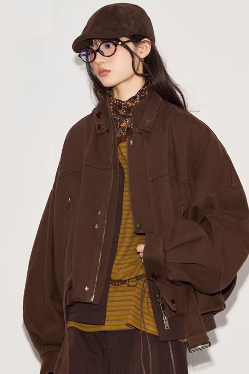 Vintage Oversized Biker Jacket / Cargo Pants / Half Skirt